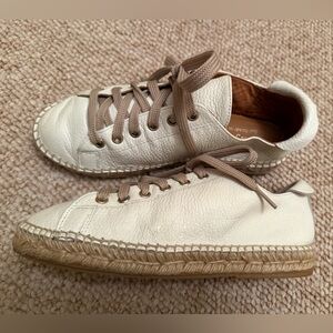 Maypol 38 7.5 White Lace Up Leather Espadrilles Handmade Spain